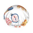 thumbnail image 1 of KLL Gnome Camping Pattern Shower Cap & Bath Cap for Women,Reversible Oversized Waterproof Shower Caps for all Hair Lengths,Elastic Reusable Bathing Hair Cap, 1 of 7