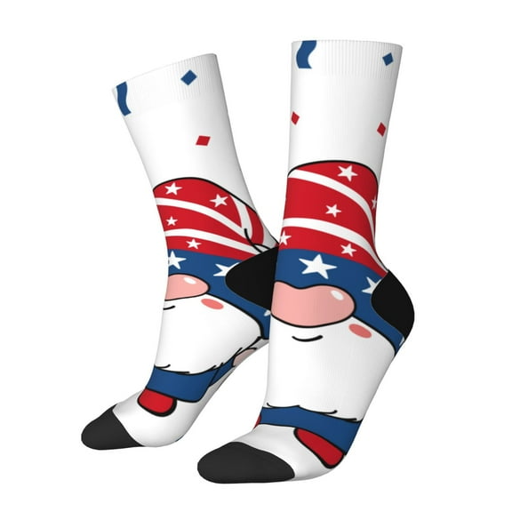 KLL Gnome Independence Day Print Cool Socks Men's Women's Crew Socks Funny Crazy Novelty Stockings