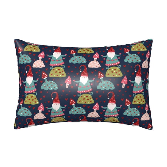 KLL Gnome With Mushroom Pattern Silk Pillowcase for Hair and Skin Standard Size 20"X 30" Soft Breathable Pillow Covers for Sleeping