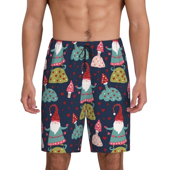 KLL Gnome With Mushroom for Men's 1-Pack Shorts,Sleep Pajama Shorts for Men Soft Pj Shorts Men's Pajama Bottoms Sleepwear -Large