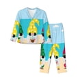 thumbnail image 1 of KLL Gnomes On The Beach Print Women's Long Sleeve Pajamas with Pants Sleepwear Loungewear 2 Set-Medium, 1 of 7