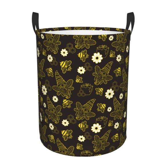 KLL Gnomes With Honey And Bees Waterproof Foldable Laundry Hamper Bucket with Handles for Storage Bin,Kids Room,Home Organizer (Small )