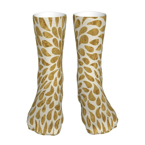 KLL Gold Drops Print Womens Crew Socks Athletic Middle Tube Long Socks Novelty Socks Gifts For Men