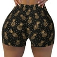 thumbnail image 1 of KLL Gold Glitter Pineapples Pattern Workout Shorts for Women Scrunch Short Gym Yoga Running Sport Active Exercise Fitness Shorts, 1 of 8