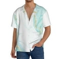 thumbnail image 1 of KLL Gold Lines Marble Watercolor Print Men's Shirt Short Sleeve Button Down Summer Cuba Beach Shirts- Large, 1 of 5