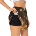 thumbnail image 1 of KLL Gold butterfly glitter Pattern Shorts Women,Athletic Shorts High Waisted Running Shorts Pocket Sporty Short Gym Elastic Workout Shorts-X-Large, 1 of 7