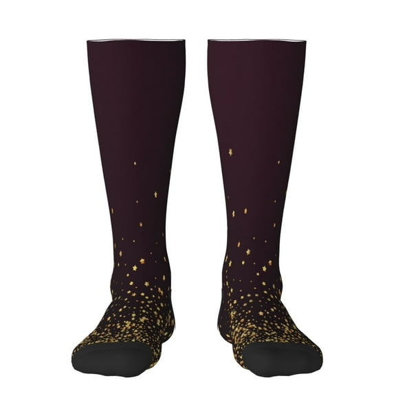 KLL Gold stars luxury sparkling Print Cool Socks Men's Women's Crew Socks Funny Crazy Novelty Stockings