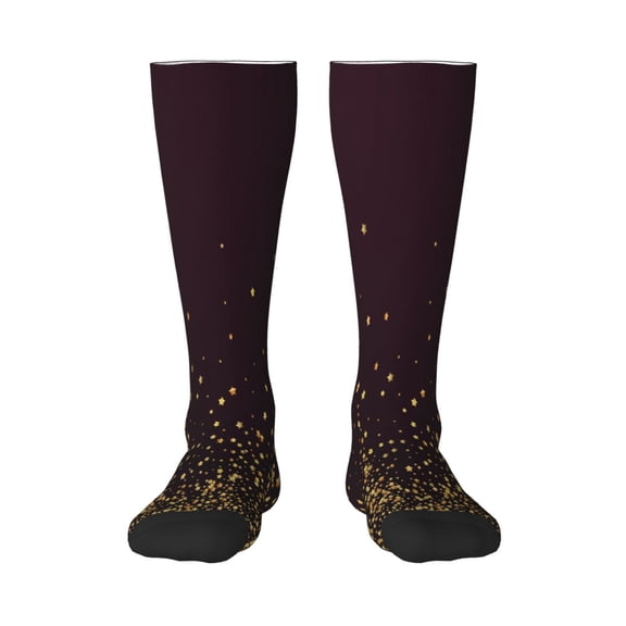 KLL Gold stars luxury sparkling Print Cool Socks Men's Women's Crew Socks Funny Crazy Novelty Stockings
