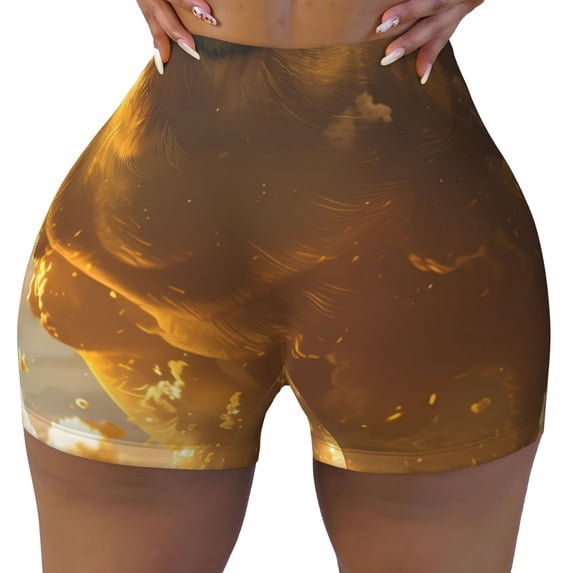 KLL Golden Pig Cloud Fantasy Pattern Workout Shorts for Women Scrunch Short Gym Yoga Running Sport Active Exercise Fitness Shorts
