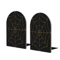 thumbnail image 1 of KLL Golden Spider Web Print Wood Book Ends for Shelves,1 Pair Wood Bookends Book Holder Stand Decorative, Book Stoppers for Heavy Duty Books CD File Video Games, 1 of 8
