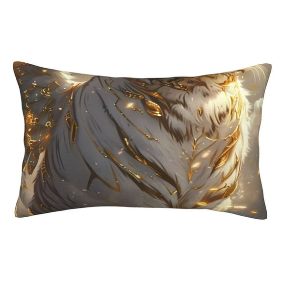 KLL Golden White Tiger Pillow Covers Envelope Closure,Super Soft and Cozy Fuzzy Fleece Pillow Case Cover (No pillow core) 16"x24"
