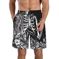 thumbnail image 1 of KLL Gothic Skull Floral Art Men's Casual Summer Beach Shorts Hawaiian Shorts with Pockets-Small, 1 of 5