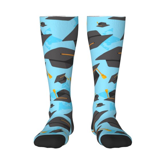 KLL Graduation Hats1 Print Cool Socks Men's Women's Crew Socks Funny Crazy Novelty Stockings