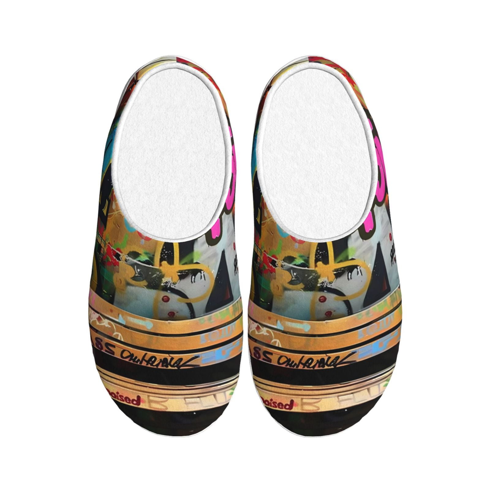 KLL Graffiti Lamp Urban Scene Pattern Adult Unisex Cozy Slippers,Fuzzy ...