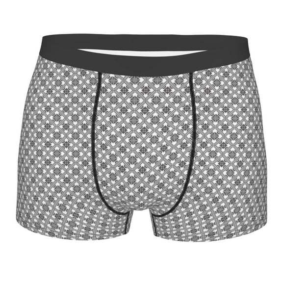 KLL Gray Plaid Men's Cotton Boxer Briefs Underwear-Large