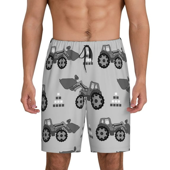 KLL Gray Tractor for Men's 1-Pack Shorts,Sleep Pajama Shorts for Men Soft Pj Shorts Men's Pajama Bottoms Sleepwear -X-Large