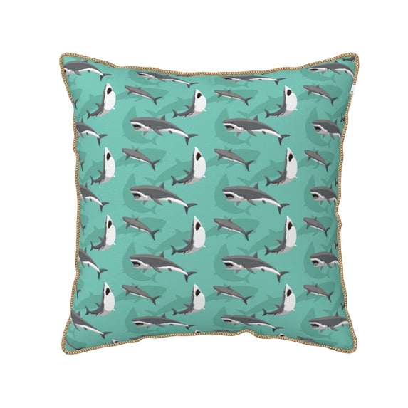 KLL Great White Shark Decorative Throw Pillow Covers Velvet Soft for Couch Sofa Bedroom Living Room Outdoor (No pillow core)- 20"x20"
