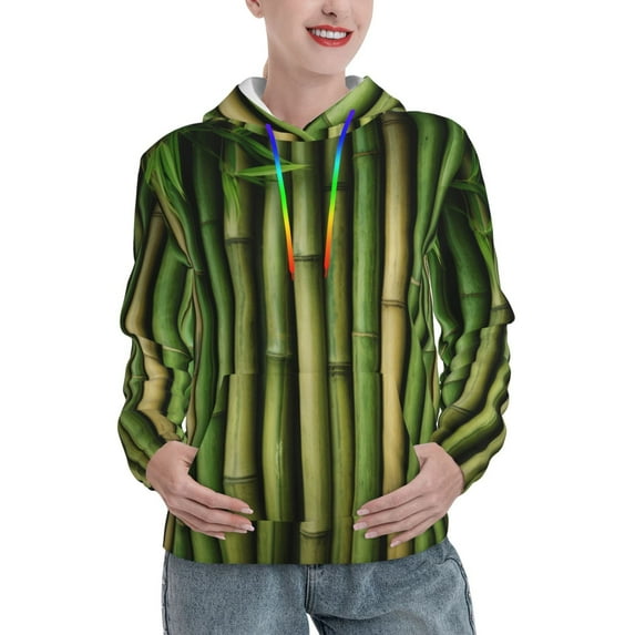 KLL Green Bamboo Fence1 for Womens Pullover Hoodie with Pocket Hooded Long Sleeve Shirts Sweatshirt for Women-Large