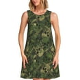 thumbnail image 1 of KLL Green Camouflage Skull Pattern Womens Summer Dresses 2025,Loose Round Neck Sleeveless Sundresses Tank Dresses with Pockets, 1 of 7