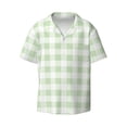 thumbnail image 1 of KLL Green Checkboard Print Men's Shirt Short Sleeve Button Down Summer Cuba Beach Shirts- 3X-Large, 1 of 7