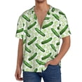 thumbnail image 1 of KLL Green Cucumber1 Print Men's Shirt Short Sleeve Button Down Summer Cuba Beach Shirts- 4X-Large, 1 of 5