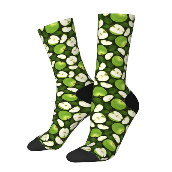 KLL Green Fruit Print Cool Socks Men's Women's Crew Socks Funny Crazy Novelty Stockings