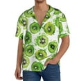 thumbnail image 1 of KLL Green Kiwi Print Men's Shirt Short Sleeve Button Down Summer Cuba Beach Shirts- Small, 1 of 5