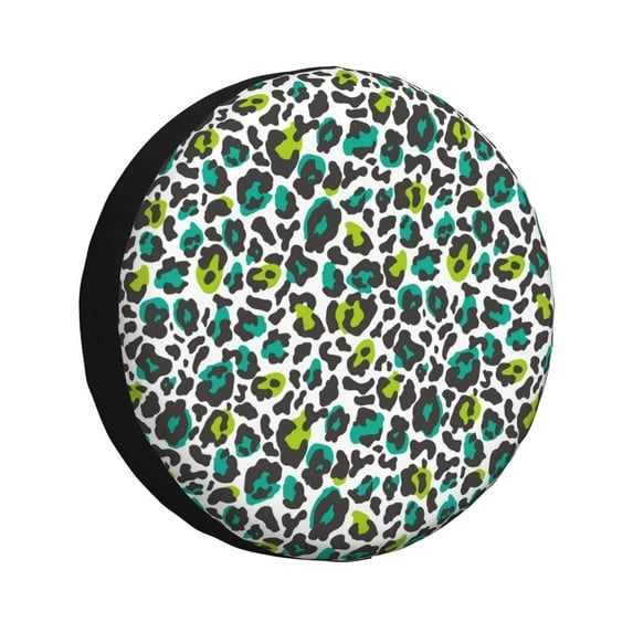 KLL Green Leopard Pattern 14-17 inch Spare Tire Cover Universal Wheel Protector for Truck SUV Trailer Camping Rv Tire Covers-16 inch