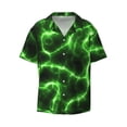 thumbnail image 1 of KLL Green Lightning Print Men's Shirt Short Sleeve Button Down Summer Cuba Beach Shirts- Small, 1 of 7