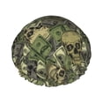 thumbnail image 1 of KLL Green Skulls Pattern Shower Cap & Bath Cap for Women,Reversible Oversized Waterproof Shower Caps for all Hair Lengths,Elastic Reusable Bathing Hair Cap, 1 of 7