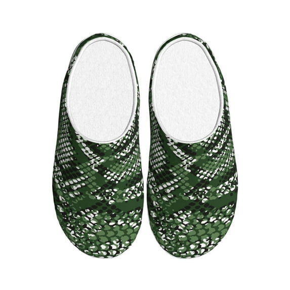 KLL Green Snakeskin Pattern Adult Unisex Cozy Slippers,Fuzzy Slip-on Slippers TPR Sole Slippers Comfort Plush Home Footwear for Indoor & Outdoor-39/40