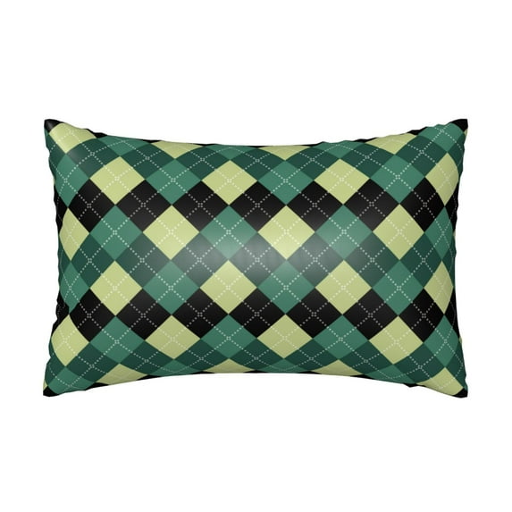KLL Green Squares Pattern Silk Pillowcase for Hair and Skin Standard Size 20"X 30" Soft Breathable Pillow Covers for Sleeping