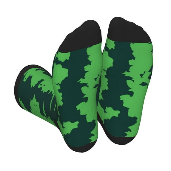 KLL Green Stripes Of Watermelon Print Cool Socks Men's Women's Crew Socks Funny Crazy Novelty Stockings