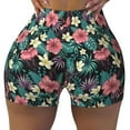 thumbnail image 1 of KLL Green Tropical Leaves Pattern Workout Shorts for Women Scrunch Short Gym Yoga Running Sport Active Exercise Fitness Shorts, 1 of 8