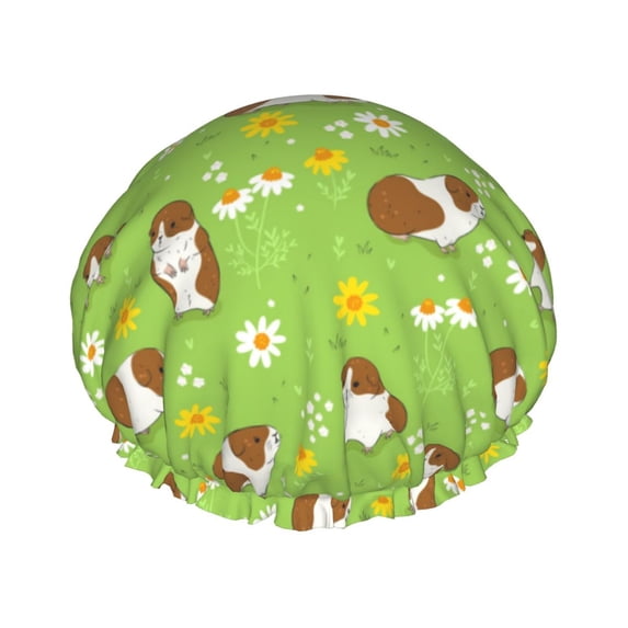 KLL Guinea Pigs Pattern Shower Cap & Bath Cap for Women,Reversible Oversized Waterproof Shower Caps for all Hair Lengths,Elastic Reusable Bathing Hair Cap