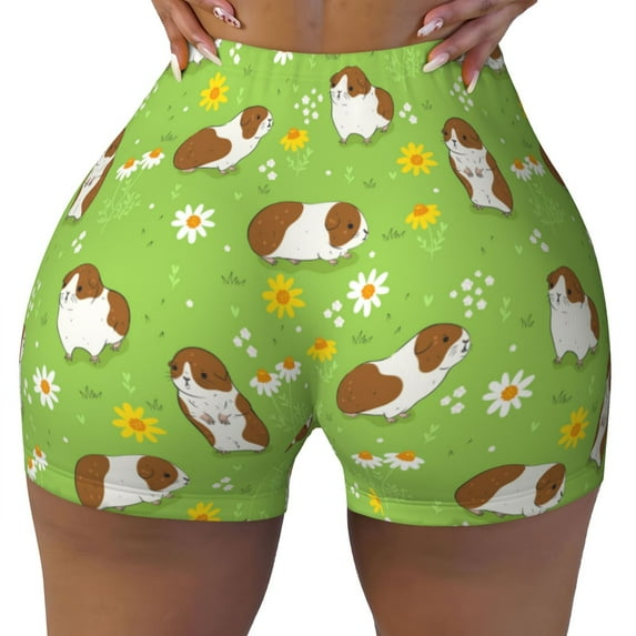 KLL Guinea Pigs Pattern Workout Shorts for Women Scrunch Short Gym Yoga Running Sport Active Exercise Fitness Shorts