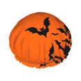 thumbnail image 1 of KLL Halloween Bats Pattern Shower Cap & Bath Cap for Women,Reversible Oversized Waterproof Shower Caps for all Hair Lengths,Elastic Reusable Bathing Hair Cap, 1 of 6