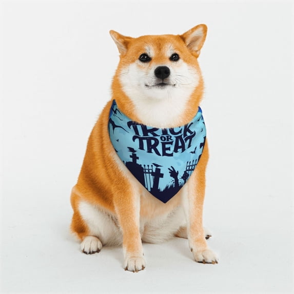 KLL Halloween Trick Or Treat Dog Bandanas,Triangle Reversible Pet Scarf for Small Medium Large and Extra Large Dogs-Medium