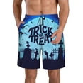 thumbnail image 1 of KLL Halloween Trick Or Treat Men's Casual Summer Beach Shorts Hawaiian Shorts with Pockets-Medium, 1 of 5
