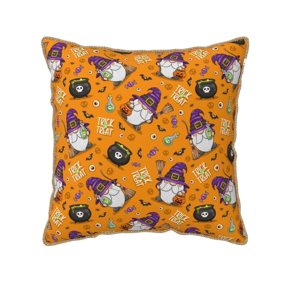 KLL Halloween Witches Gnome Decorative Throw Pillow Covers Velvet Soft for Couch Sofa Bedroom Living Room Outdoor - 16"x16"