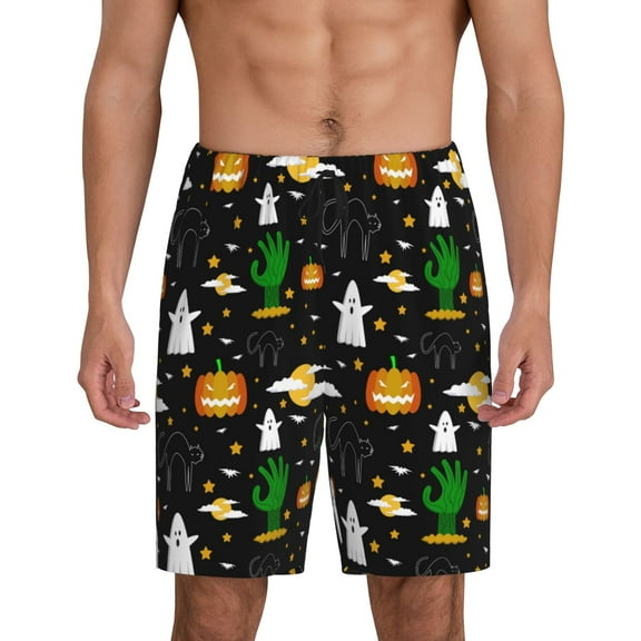 KLL Halloween for Men's 1-Pack Shorts,Sleep Pajama Shorts for Men Soft Pj Shorts Men's Pajama Bottoms Sleepwear -Large