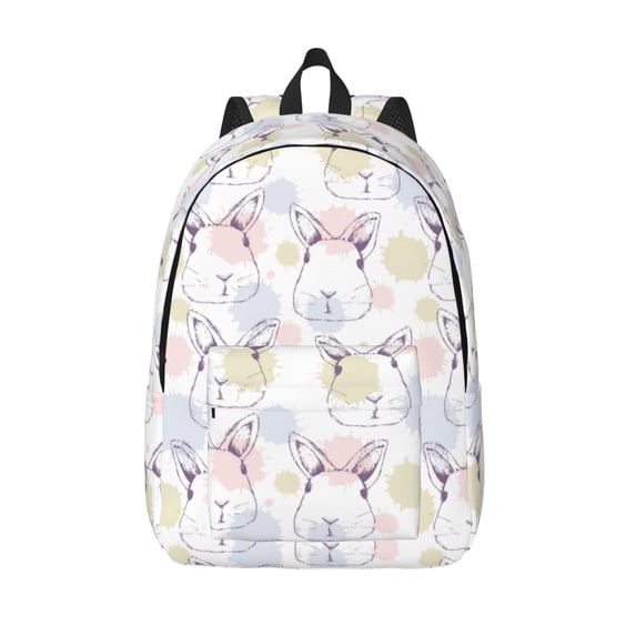KLL Hand Drawn Rabbit Print Travel Laptop Backpack - College Backpack Business Work Bag Nurse Bag Casual Daypack for Weekender Business Hiking -Small