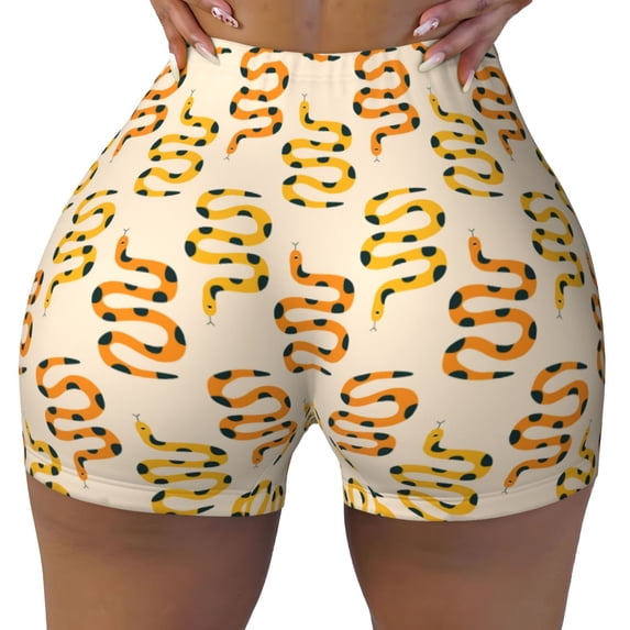KLL Hand Drawn Snake Pattern Workout Shorts for Women Scrunch Short Gym Yoga Running Sport Active Exercise Fitness Shorts