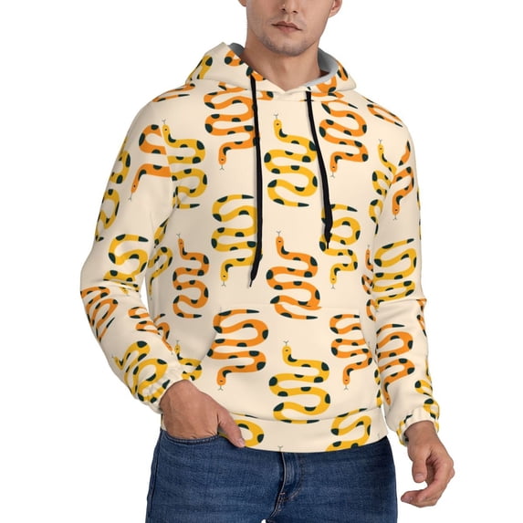 KLL Hand Drawn Snake Print Mens Hoodie Long Sleeve Casual Pullover Hooded Sweatshirt Fashion Drawstring Hoodies with Pocket-3X-Large