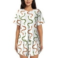 thumbnail image 1 of KLL Hand Drawn Snake Print Pajama Set for Women Short Sleeve Sleepwear Pjs Soft 2 Piece Lounge Sleepwear Sets-X-Large, 1 of 6