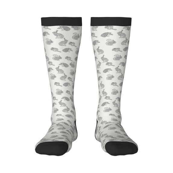KLL Hand Drawn Squirrel Print Cool Socks Men's Women's Crew Socks Funny Crazy Novelty Stockings