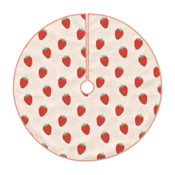 KLL Hand Drawn Strawberry Christmas Tree Skirt 48" ,Party Decorations Farmhouse for Christmas Decorations Holiday Party
