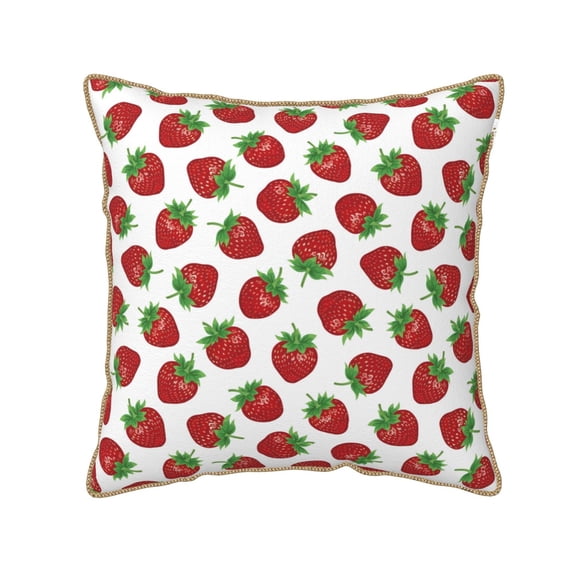 KLL Hand Drawn Strawberry Decorative Throw Pillow Covers Velvet Soft for Couch Sofa Bedroom Living Room Outdoor (No pillow core)- 18"x18"