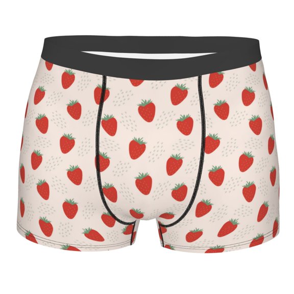 KLL Hand Drawn Strawberry Men's Cotton Boxer Briefs Underwear-Large