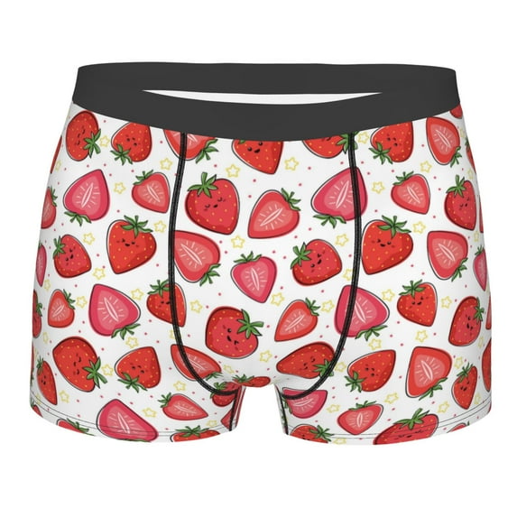 KLL Hand Drawn Strawberry Men's Cotton Boxer Briefs Underwear-Medium